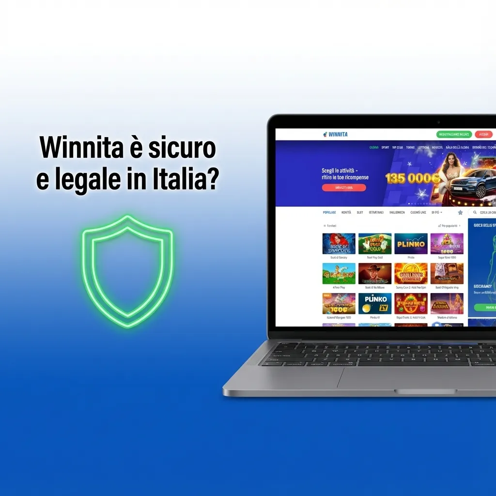 Schermata del sito Winnita con badge licenza ADM italiana e icone di sicurezza, privacy e gioco responsabile